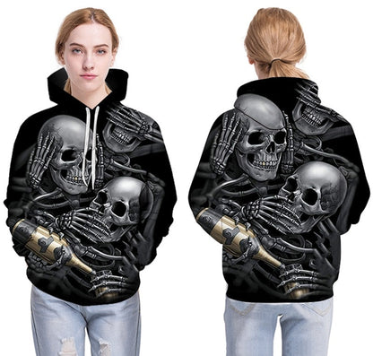 Men/Women 3d Hoodies Skulls Champagne Print  Hooded Hoodies Thin 3d Sweatshirts Hoody Autumn WintTops-1