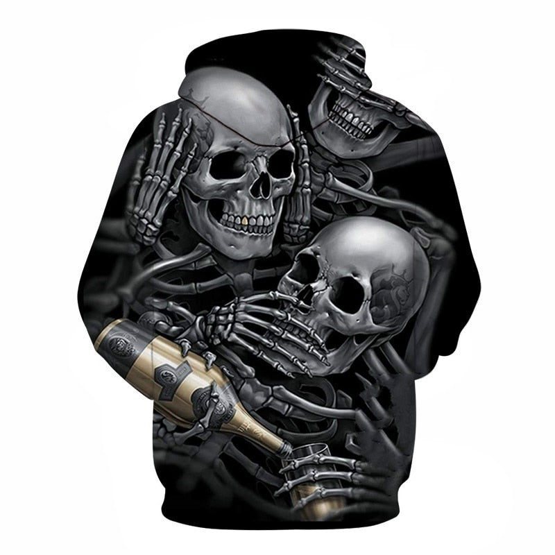 Men/Women 3d Hoodies Skulls Champagne Print  Hooded Hoodies Thin 3d Sweatshirts Hoody Autumn WintTops-3