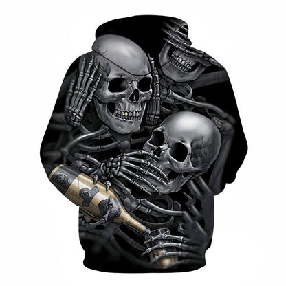 Men/Women 3d Hoodies Skulls Champagne Print  Hooded Hoodies Thin 3d Sweatshirts Hoody Autumn WintTops-3