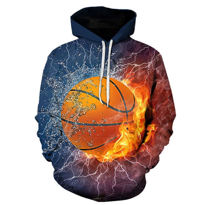 Red flame basketball/hoodie 3D sweatshirt blue flame men's and women's hoodies summer and fall street hoodies-0