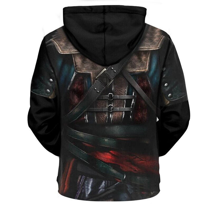 3d Hoodies Assassin Armor 3D Print Hoodies Cool Cosplay Hooded Sweatshirts Men 3d Pullover Streetwear-3