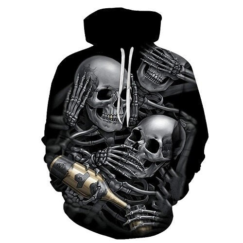 Men/Women 3d Hoodies Skulls Champagne Print  Hooded Hoodies Thin 3d Sweatshirts Hoody Autumn WintTops-0