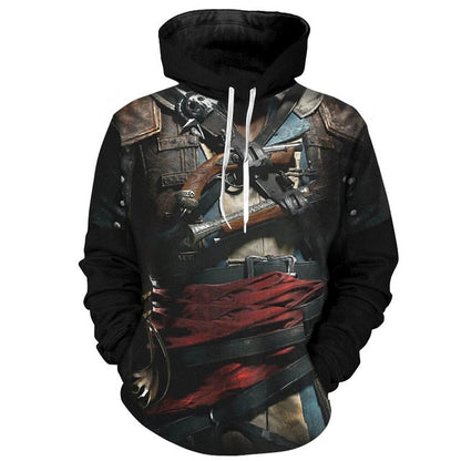3d Hoodies Assassin Armor 3D Print Hoodies Cool Cosplay Hooded Sweatshirts Men 3d Pullover Streetwear-2